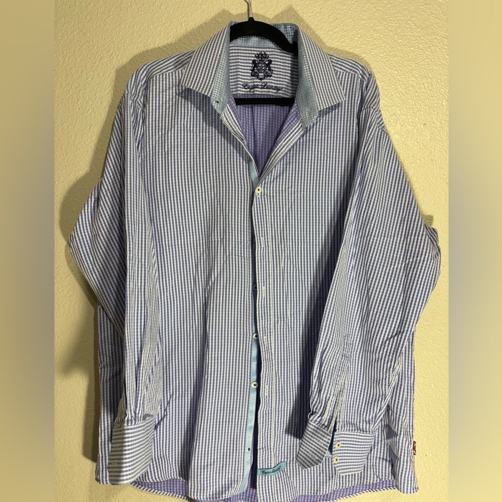 English Laundry Blue‎ and White Striped Button Down Shirt